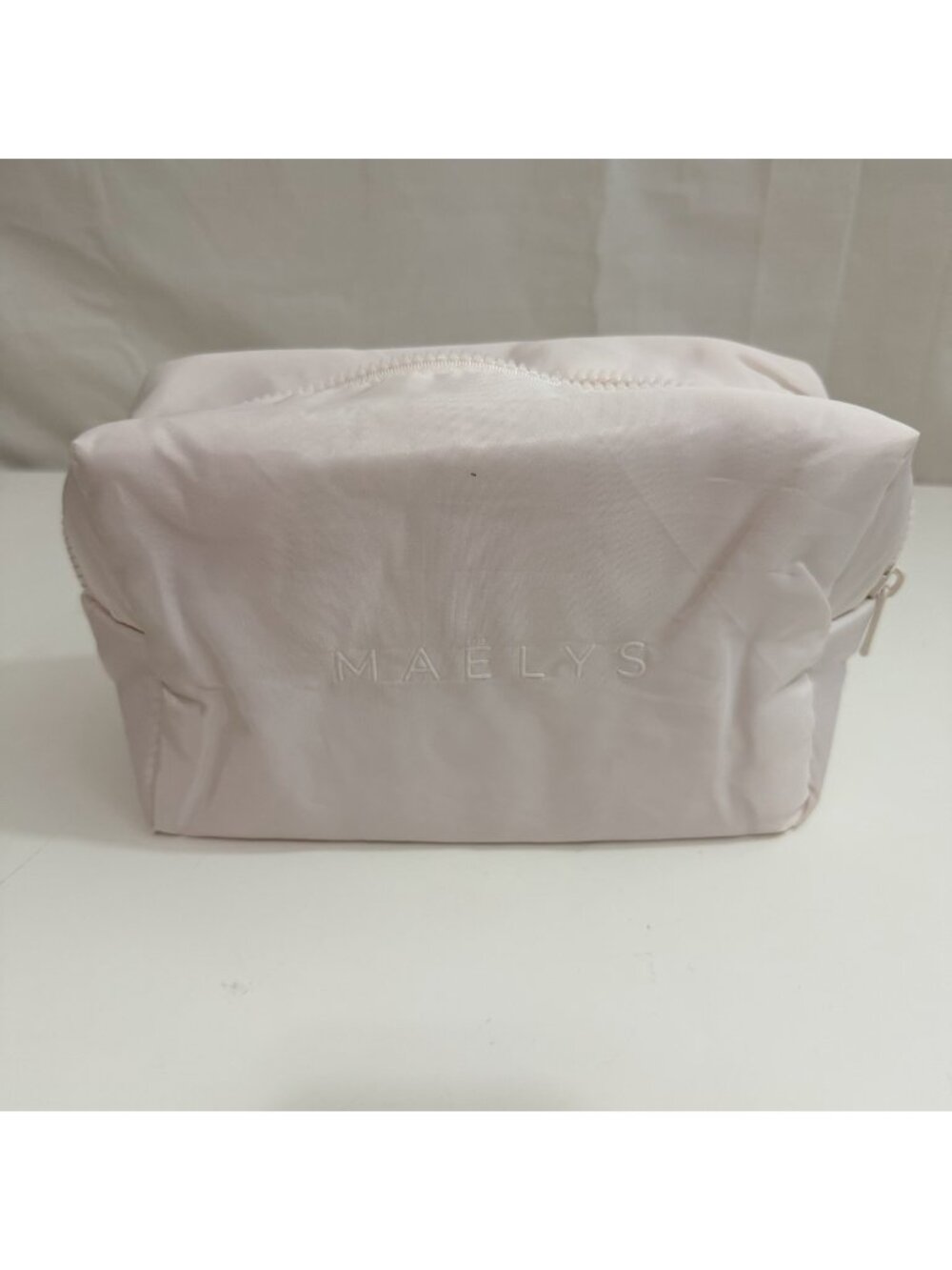 MAËLYS Cosmetics Puffy Makeup Bag Pouch Cream/Pink Nylon New